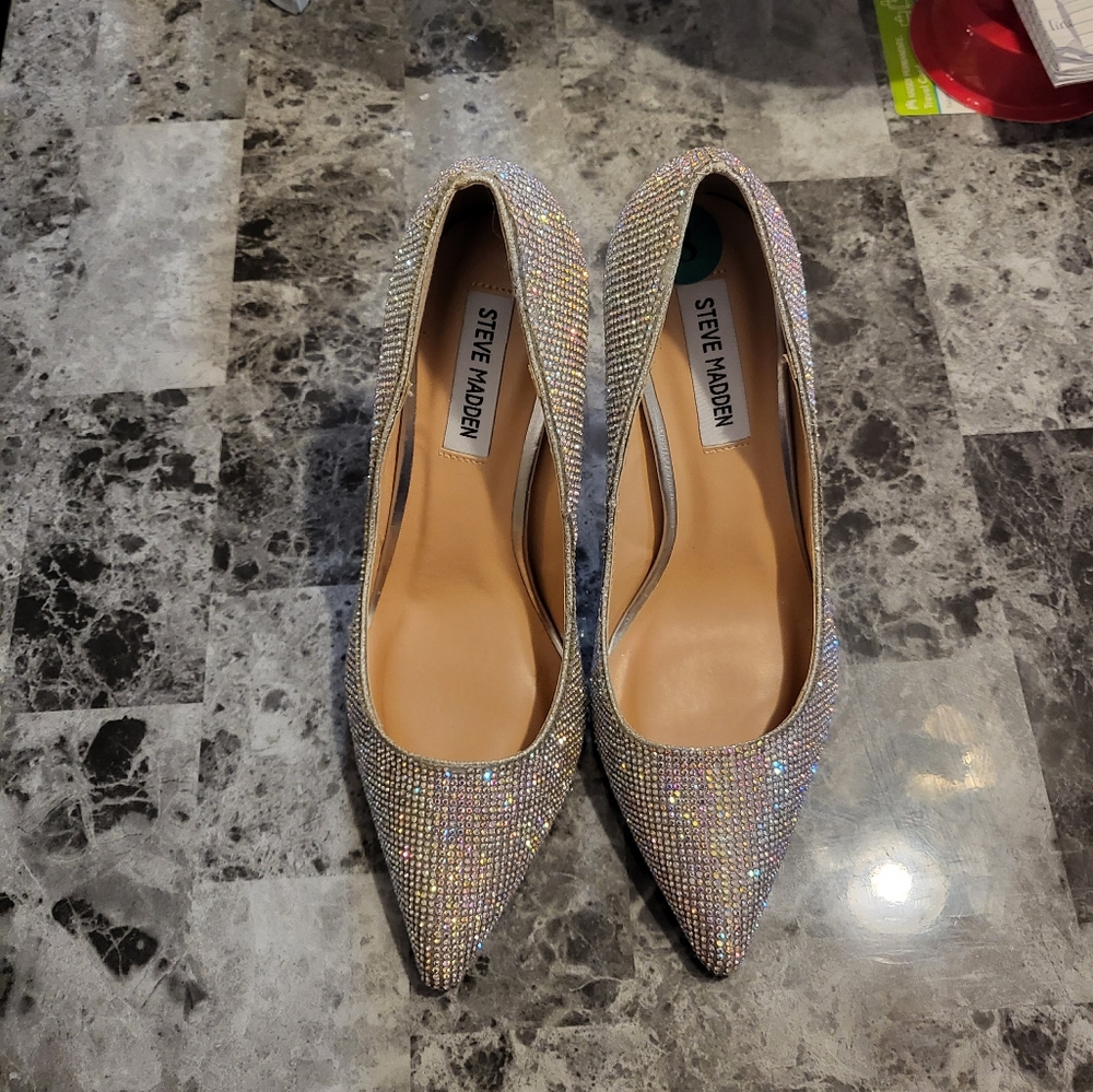 Steve Madden Silver Rhinestone Heels - Picture 6 of 6